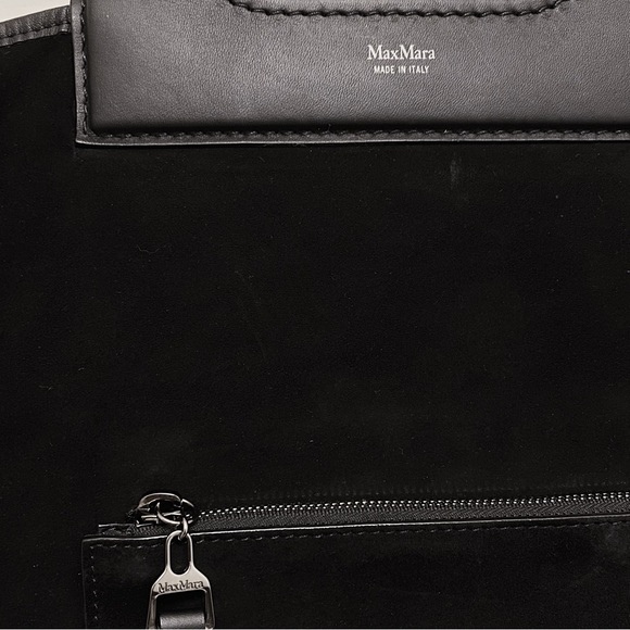 MaxMara Grace Reversible Black Grey Leopard Shearling Suede Leather Carryall Bag - Picture 9 of 10